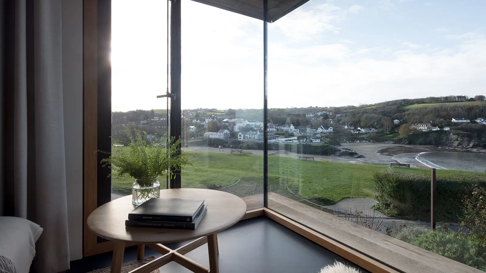 View overlooking Dolwen and Dyffryn beaches from the snug